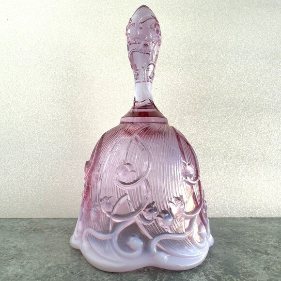 Fenton Glass Bell Lavender Purple Lily of the Valley Original Tag 6” - Picture 3 of 6